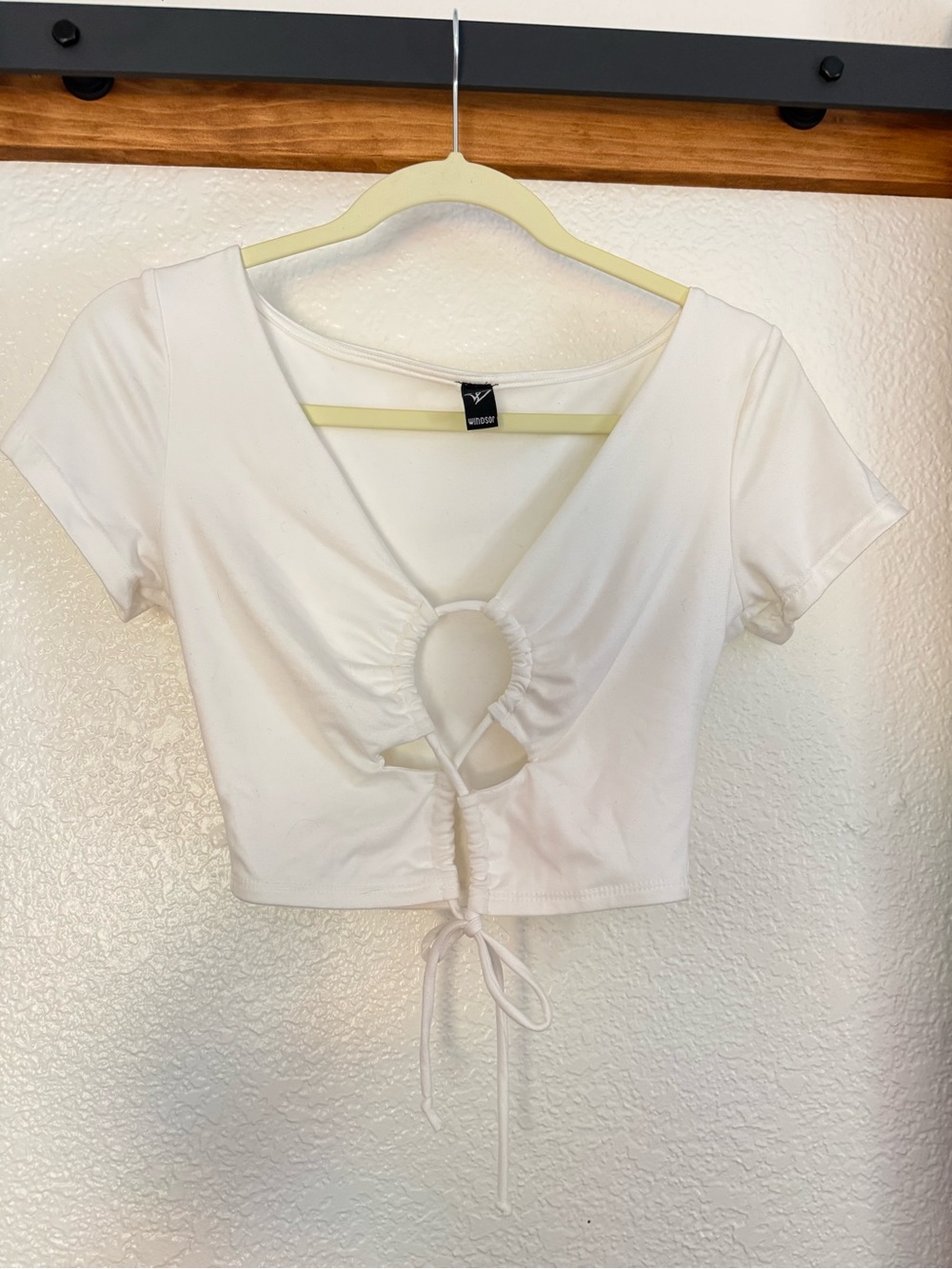 Windsor White Ruched Tie-Front Crop Top